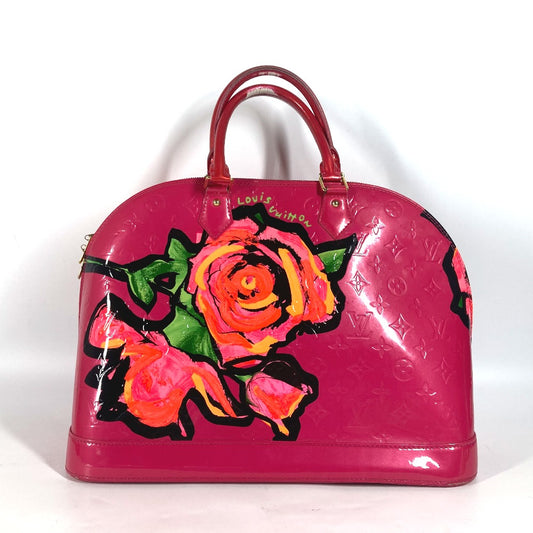 LOUIS VUITTON M93686 ヴェルニ ローズ 薔薇 スティーブンスプルース アルマ MM カバン トートバッグ ハンドバッグ パテントレザー レディース ローズポップ(ピンク) ピンク