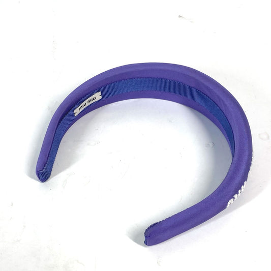 MIUMIU バイカラー ロゴ ヘアバンド ヘッドバンド ヘアアクセサリー カチューシャ キャンバス レディース パープル - brandshop-reference