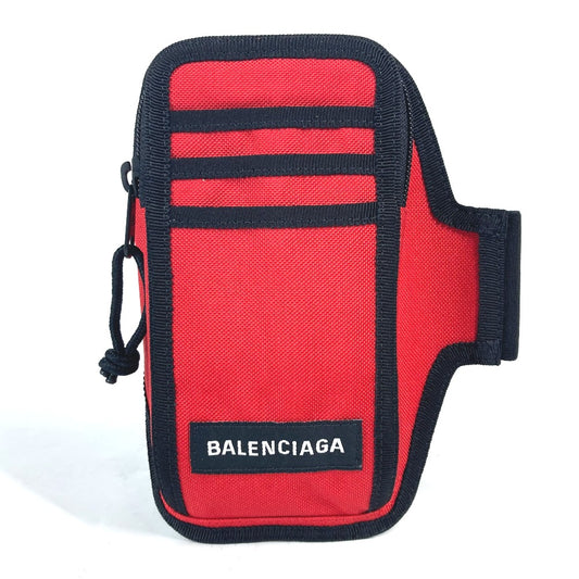 BALENCIAGA 6559472 エクスプローラー Explorer Arm Phone Holder ロゴ ブレスレット アームウォーマー フォンホルダー ポーチ ナイロン レディース レッド - brandshop-reference