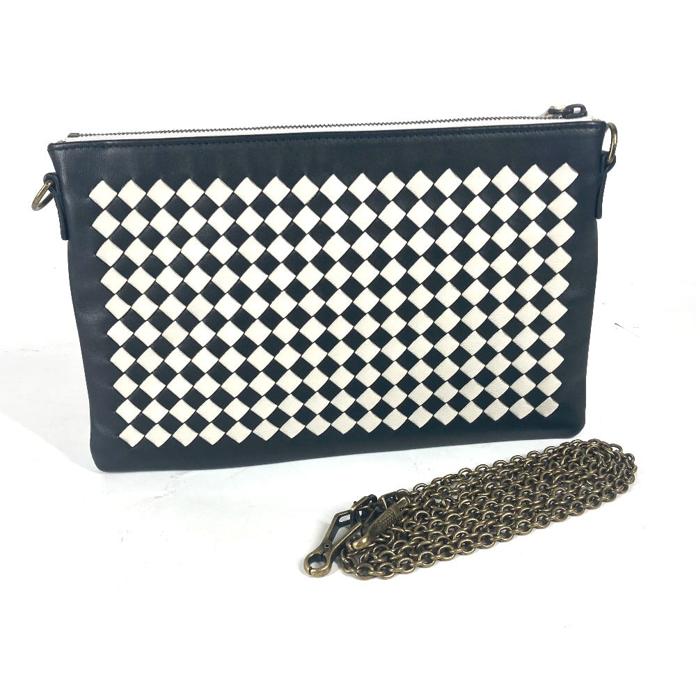 BOTTEGA VENETA イントレチャート レザー 2WAYショルダーバッグ BOTTEGA VENETA Crossbody Pochette Intrecciato 2WAY Bag Clutch Bag