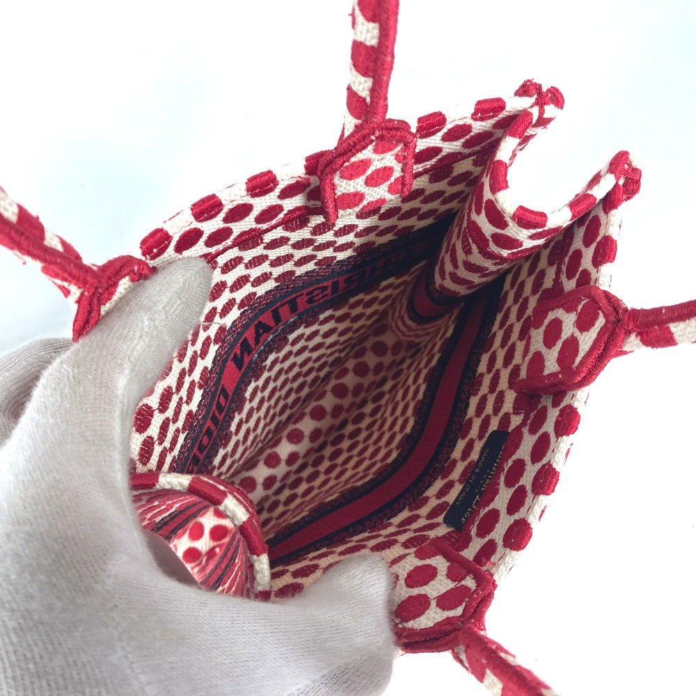 Dior DIORAMOUR ディオールアムール バーティカル ブックトート 水玉 ハンドバッグ キャンバス レディース レッド - brandshop-reference