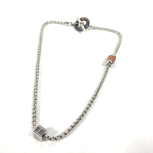 HERMES Meri-Mero Chain Necklace, Buffalo Horn, Women's, Silver