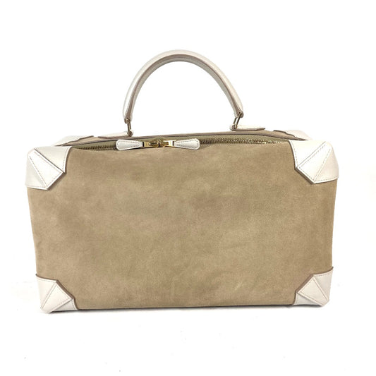 HERMES Maxi Box 36 Handbag, Travel Bag, Boston Bag, Chevre, Women's, Griscail, Beige