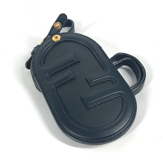 FENDI バッグチャーム FF ロゴ 名刺入れ パスケース カードケース レザー ユニセックス ブラック - brandshop-reference