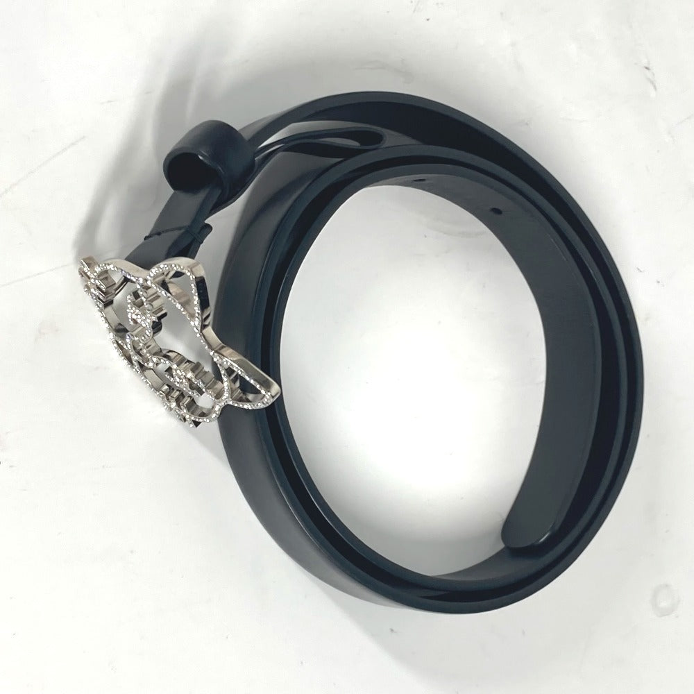 CHANEL 16K キャット 猫 ベルト アクセサリー ラインストーン 細ベルト ベルト レザー レディース ブラック - brandshop-reference