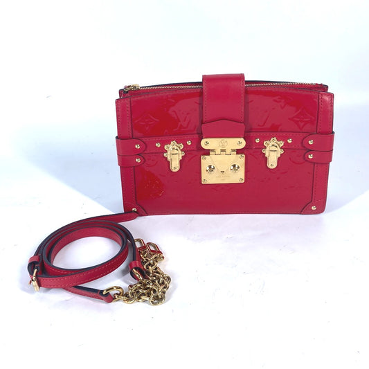 LOUIS VUITTON M54181 Monogram Vernis Petite Malle Clutch Bag, 2-Way Bag, Crossbody Bag, Shoulder Bag, Monogram Vernis, Women's, Cerise, Red