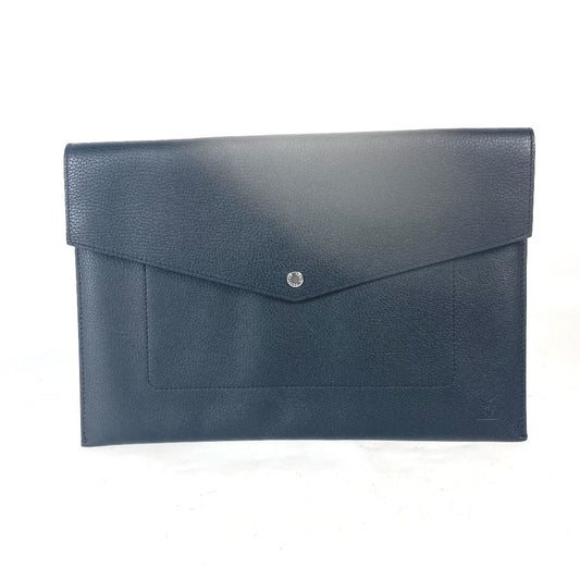 LOUIS VUITTON M62250 LV Logo Pochette Envelope Bag, Second Bag, Letter Case, Clutch Bag, Taurillon Leather, Men's, Noir Black