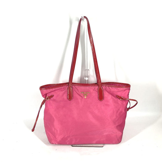 PRADA logo shoulder tote bag, nylon, women's, pink