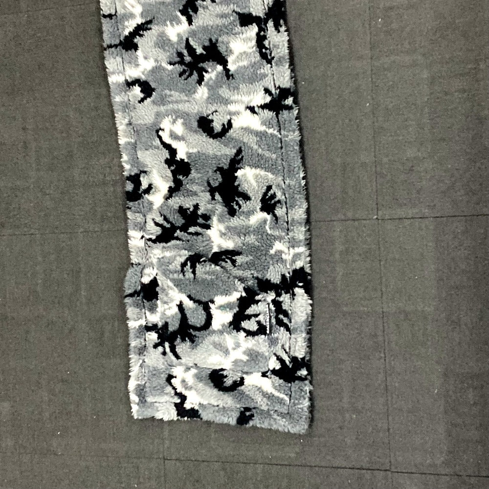 BALENCIAGA 673572 Logo Stole/Shawl, Large Size, Boa Camouflage Scarf, Polyester, Unisex, Gray