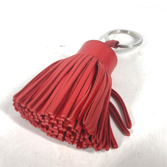 HERMES Fringe Carmen Bag Charm Key Ring Keychain Leather Women's Red
