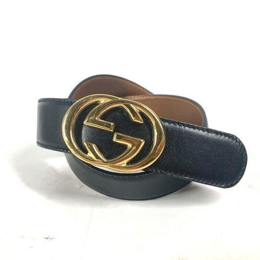 GUCCI 036・519・2964 Vintage GG Logo Buckle Accessory Pants Belt Leather Belt Women's Black