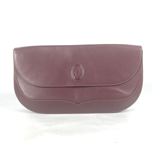 CARTIER ヴィンテージ ロゴ マストライン カバン セカンドバッグ フラップ クラッチバッグ レザー レディース ボルドー - brandshop-reference