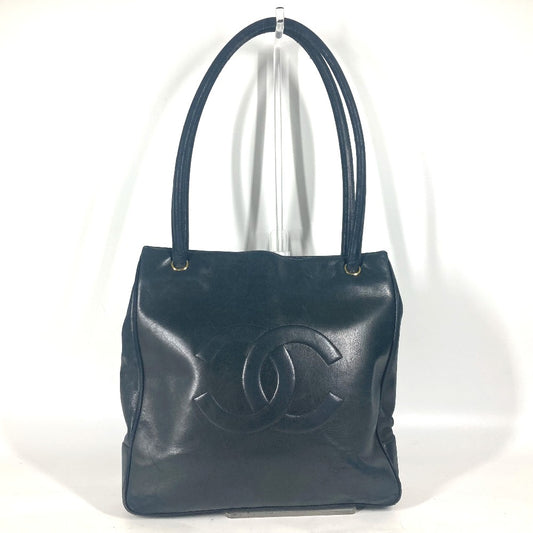 CHANEL ヴィンテージ CC ココマーク 肩掛け トートバッグ カバン ショルダーバッグ レザー レディース ダークネイビー - brandshop-reference