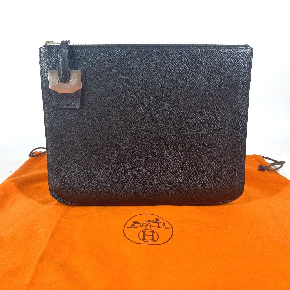 HERMES Logo City Hall Second Bag PM Second Bag Pouch Clutch Bag Epson Unisex Black