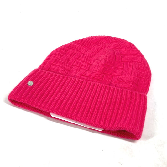 HERMES Serie H Logo Fragrance Beanie Hat Knit Cap Wool Women's Pink