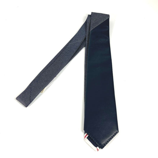 HERMES デニム ネクタイ 《マイヨン》 レザーディテール シェーヌダンクル アクセサリー ネクタイ コットン メンズ マリン ネイビー - brandshop-reference