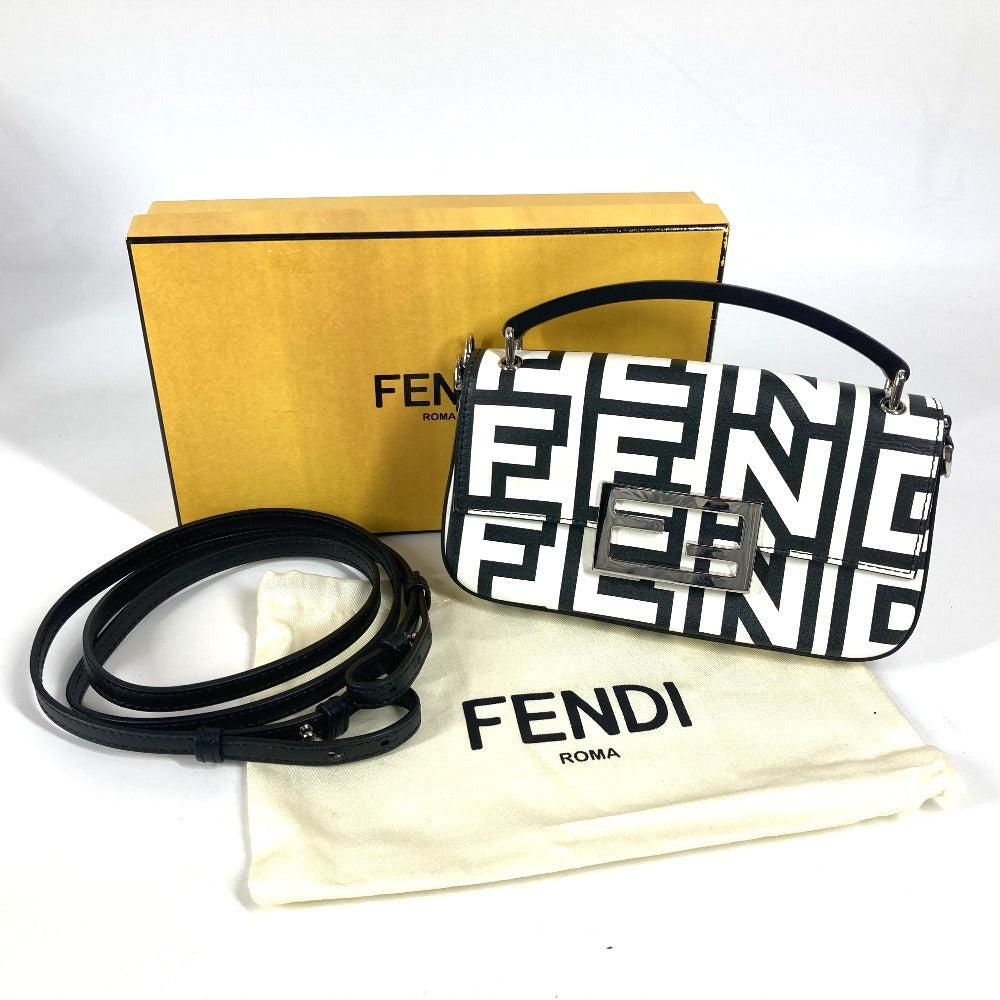 FENDI 7AS142 マークジェイコブス コラボ バゲット フォンポーチ カバン ロゴ ショルダーバッグ 2WAYバッグ 斜め掛け ハンドバッグ レザー レディース ブラック - brandshop-reference