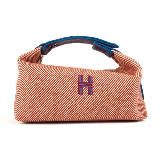 HERMES Logo Bride A Black PM H Natte Vanity Bag Pouch Handbag Toile H Women's Tometto Red
