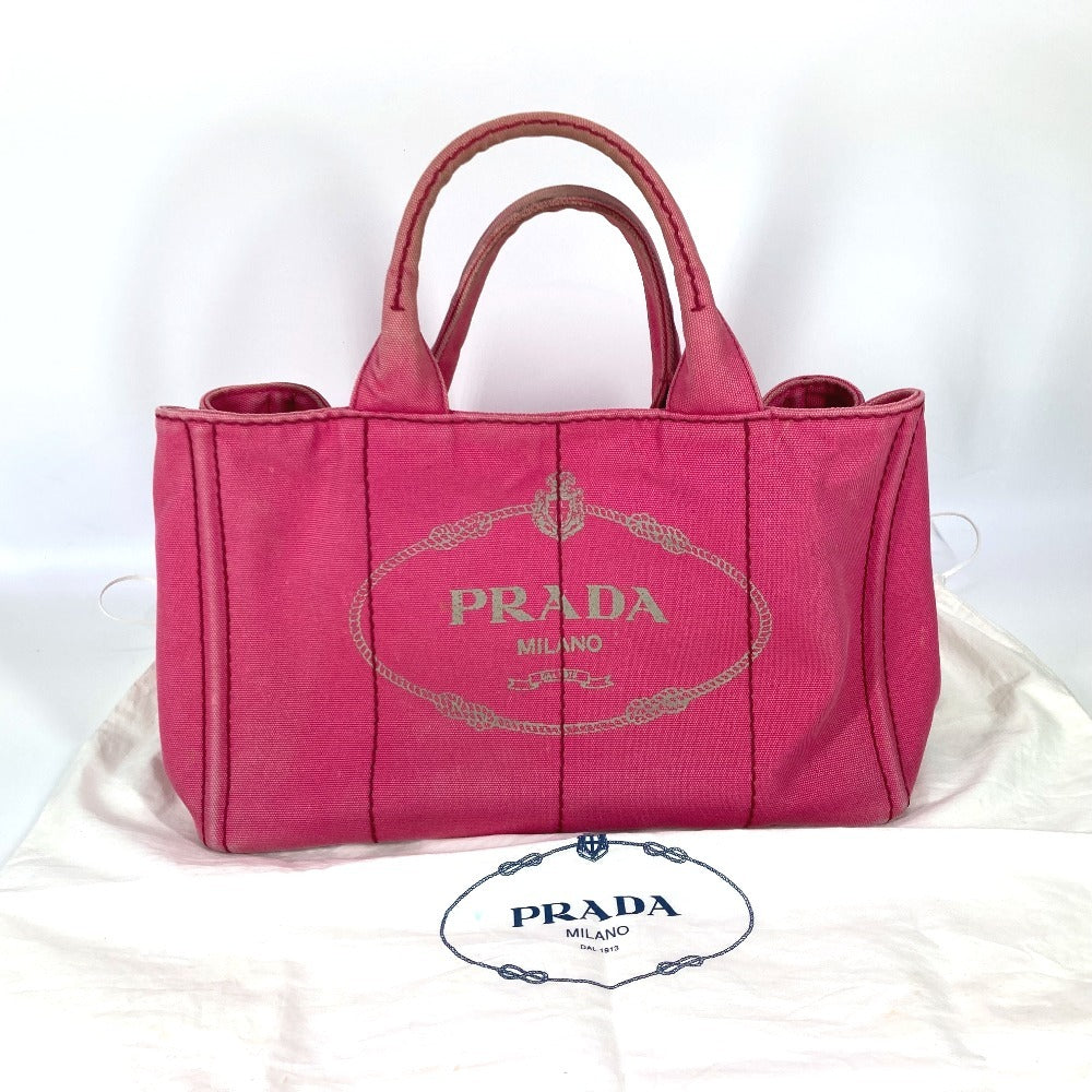 PRADA 1BG642 カナパ ロゴ M カバン ハンドバッグ トートバッグ キャンバス レディース ピンク - brandshop-reference