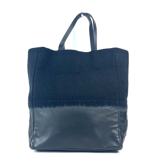 CHANEL CC Coco Mark Logo Vertical Tote Bag, Shoulder Bag, Knit/Leather, Women's, Black