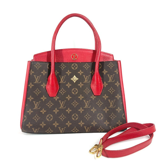 Louis Vuitton M42270 Monogram Florine Bag 2way Beg Banter Bego Tote Bag Beg Monogram Monogram Kanvas Wanita Merah