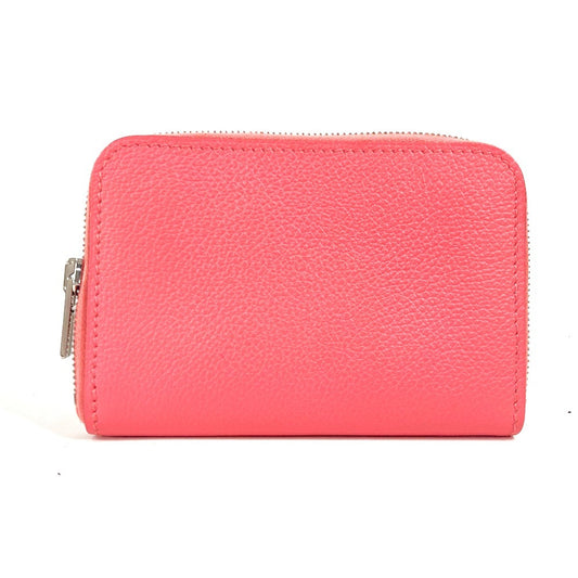 HERMES Zip Ango Wallet, Coin Purse, Round Zipper Coin Case, Leather, Women's, Pink