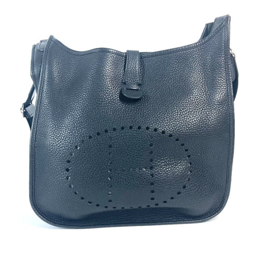 HERMES Evelyne 3 GM Bag H Perforated Logo Shoulder Bag Taurillon Clemence Leather Unisex Black