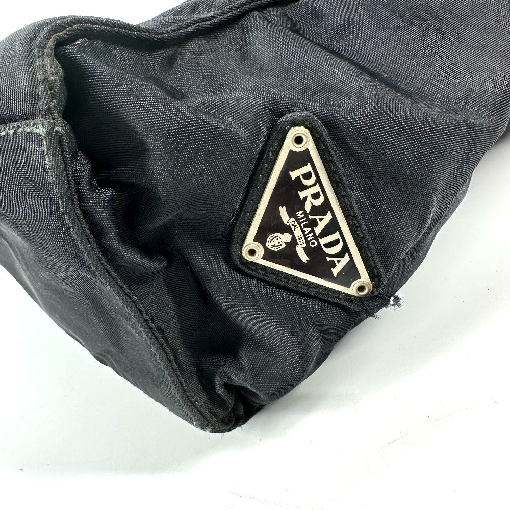 PRADA トライアングルロゴ 三角ロゴ プレート プラスチックハンドル カバン トートバッグ ハンドバッグ ナイロン ユニセックス ブラック - brandshop-reference