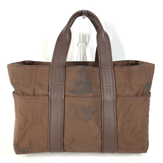 HERMES Acapulco MM Tote Bag, Nylon Handbag, Unisex, Brown