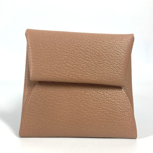 HERMES Bicolor Bastia Verso Wallet with Square Coin Purse, Chevre, Unisex, Quebraco/Mauve Sylvestre Brown