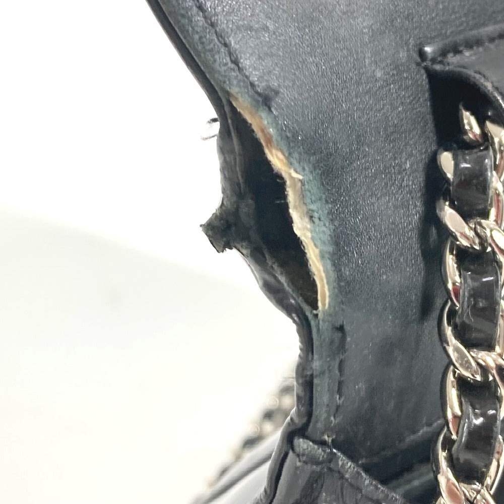 CHANEL 長財布 CC ロゴ ココマーク ラインストーン チェーンウォレット 斜め掛け カバン ポシェット ショルダーバッグ パテントレザー レディース ブラック - brandshop-reference