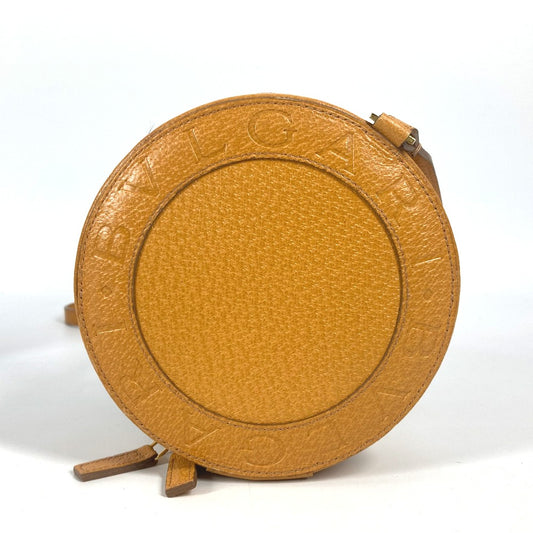 BVLGARI ロゴ サークル ポシェット カバン 斜め掛け ショルダーバッグ レザー ユニセックス イエロー - brandshop-reference