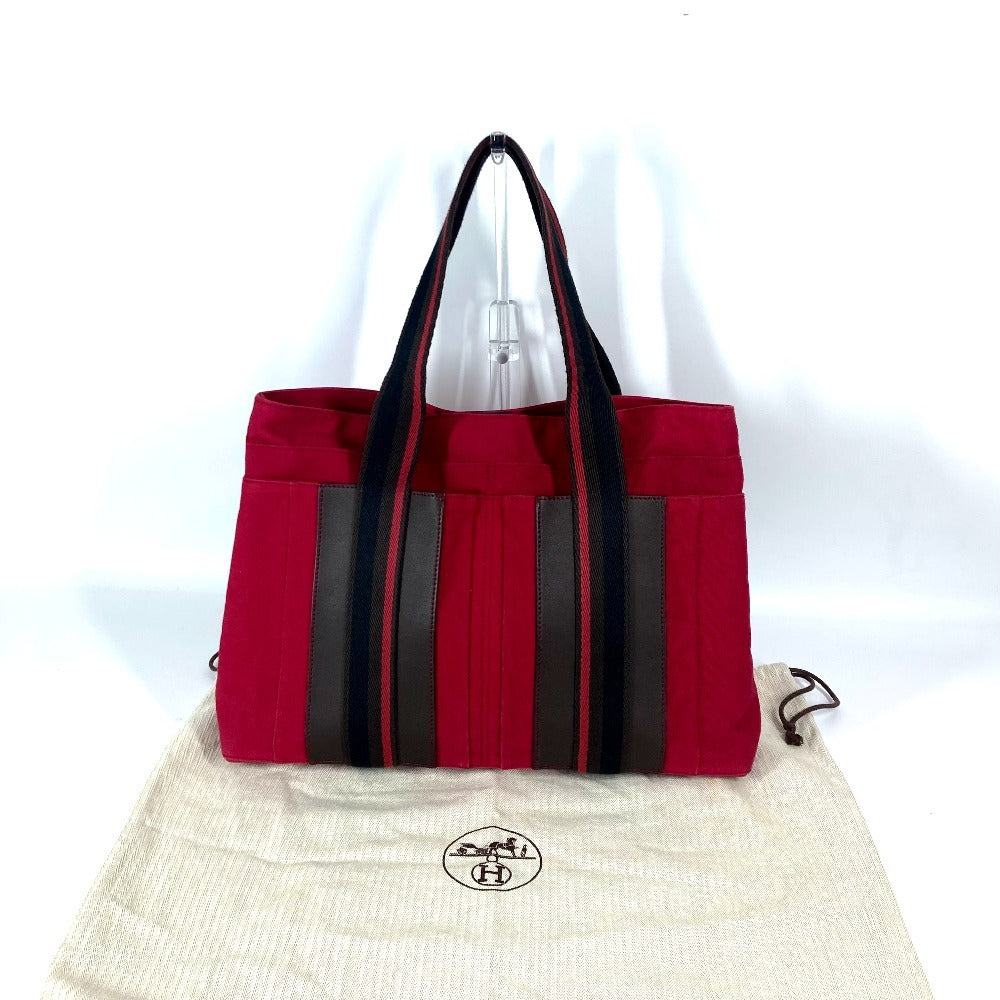 HERMES Troca Horizontal MM Tote Bag, Canvas Shoulder Bag, Unisex, Red