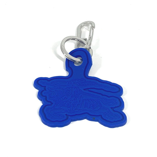 BURBERRY Logo Bag Charm with Carabiner, Accessory, Keychain, Rubber, Unisex, Blue