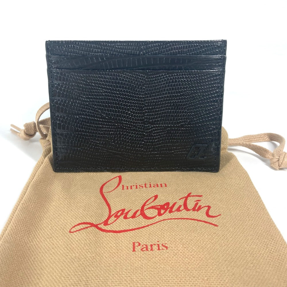 Christian Louboutin 3225316 M KIOS ロゴ パスケース 名刺入れ カードケース 型押しレザー ユニセックス ブラック