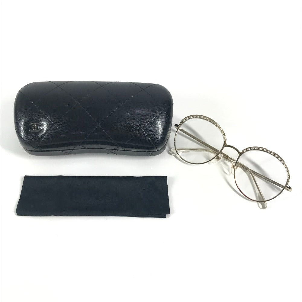 CHANEL 4247-H Faux Pearl Round Clear Sunglasses in Metal, Gold, for Women