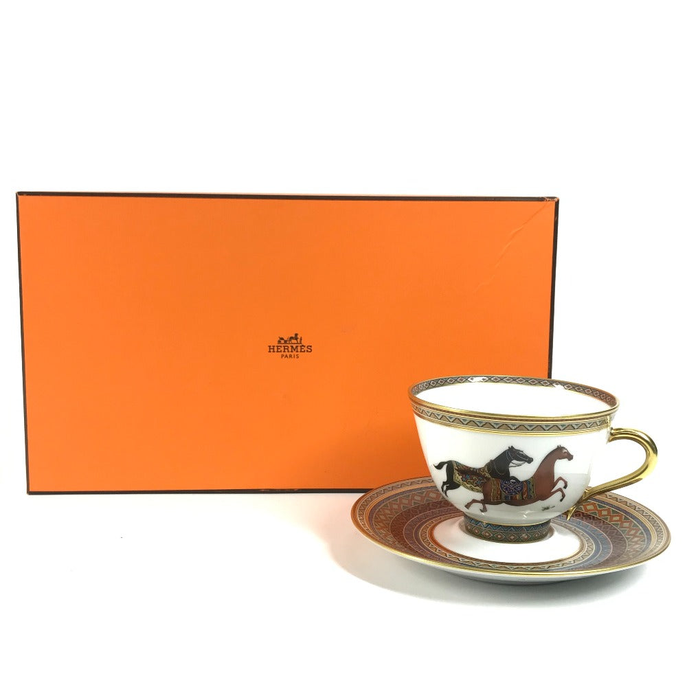 HERMES 馬 セット 皿 ティーカップ&ソーサー 〈シュヴァルドリアン〉 No1 コップ 食器 インテリア コーヒーカップ ティーカップ 陶器 ユニセックス ブラウン