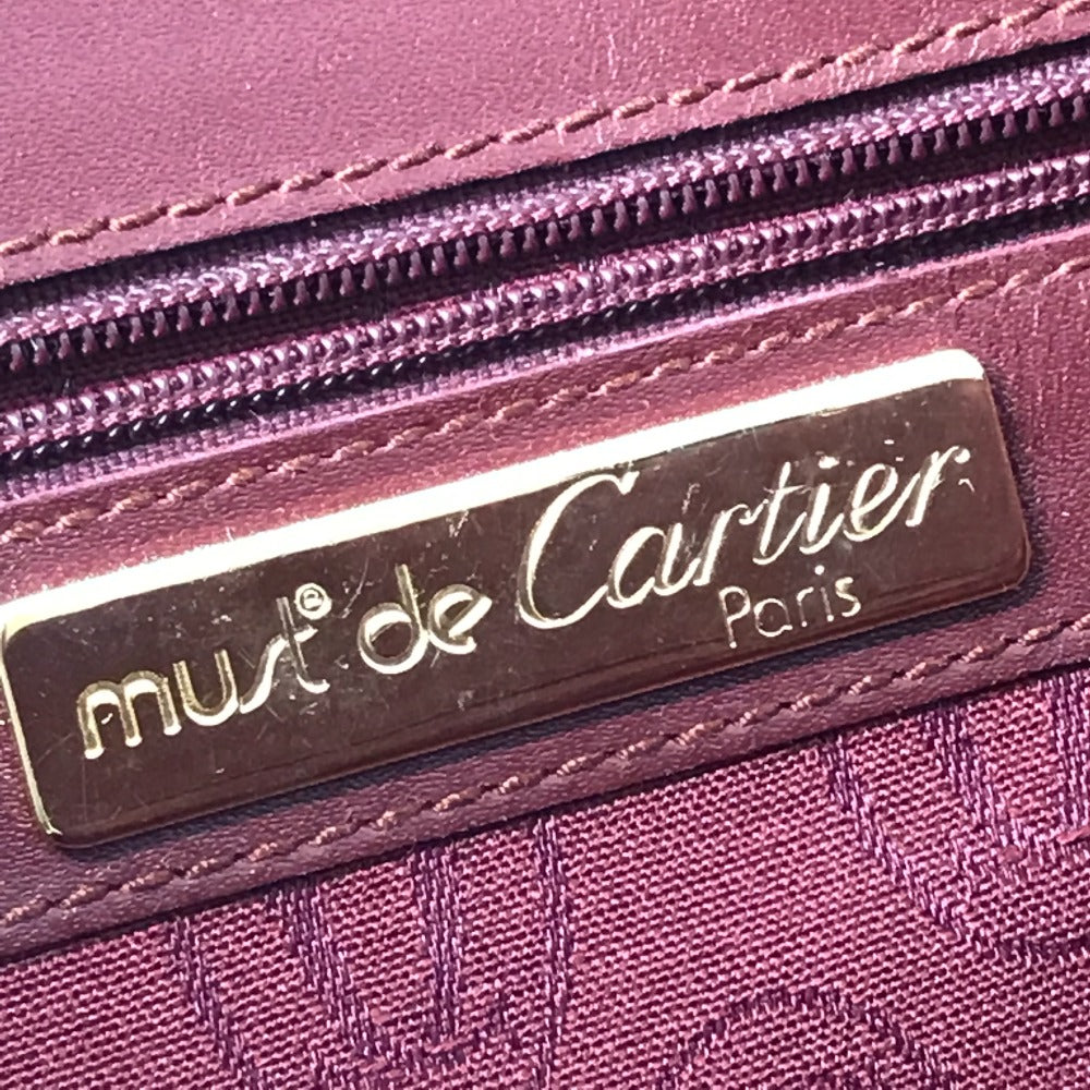 CARTIER マストライン ロゴ カバン フラップ ポーチ クラッチバッグ レザー レディース ボルドー - brandshop-reference