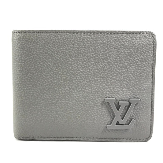 LOUIS VUITTON M81026 LV アエログラム ポルトフォイユ ミュルティプル 札入れ コンパクトウォレット 2つ折り財布 カーフレザー ユニセックス グレー