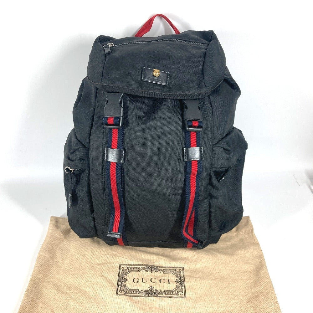 GUCCI 429037 ウェブライン シェリーライン エンブロイダリー タイガー バックパック シェリーライン カバン リュックサック ナイロンキャンバス ユニセックス ブラック