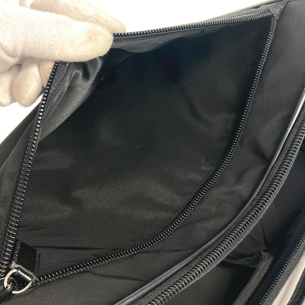 PRADA Triangle Logo Plaque 2-Way Bag, Handbag, Business Bag, Shoulder Bag, Leather/Nylon, Unisex, Black
