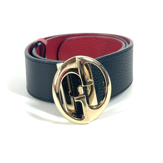 GUCCI 450000 Double G Logo Buckle Accessory Pants Belt Leather Belt Unisex Red