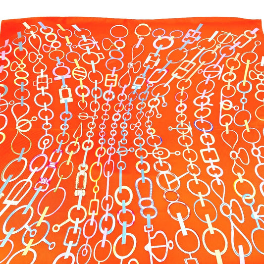 HERMES Carré 90 DO RE BOUCLES Silk Scarf, Women's, Orange