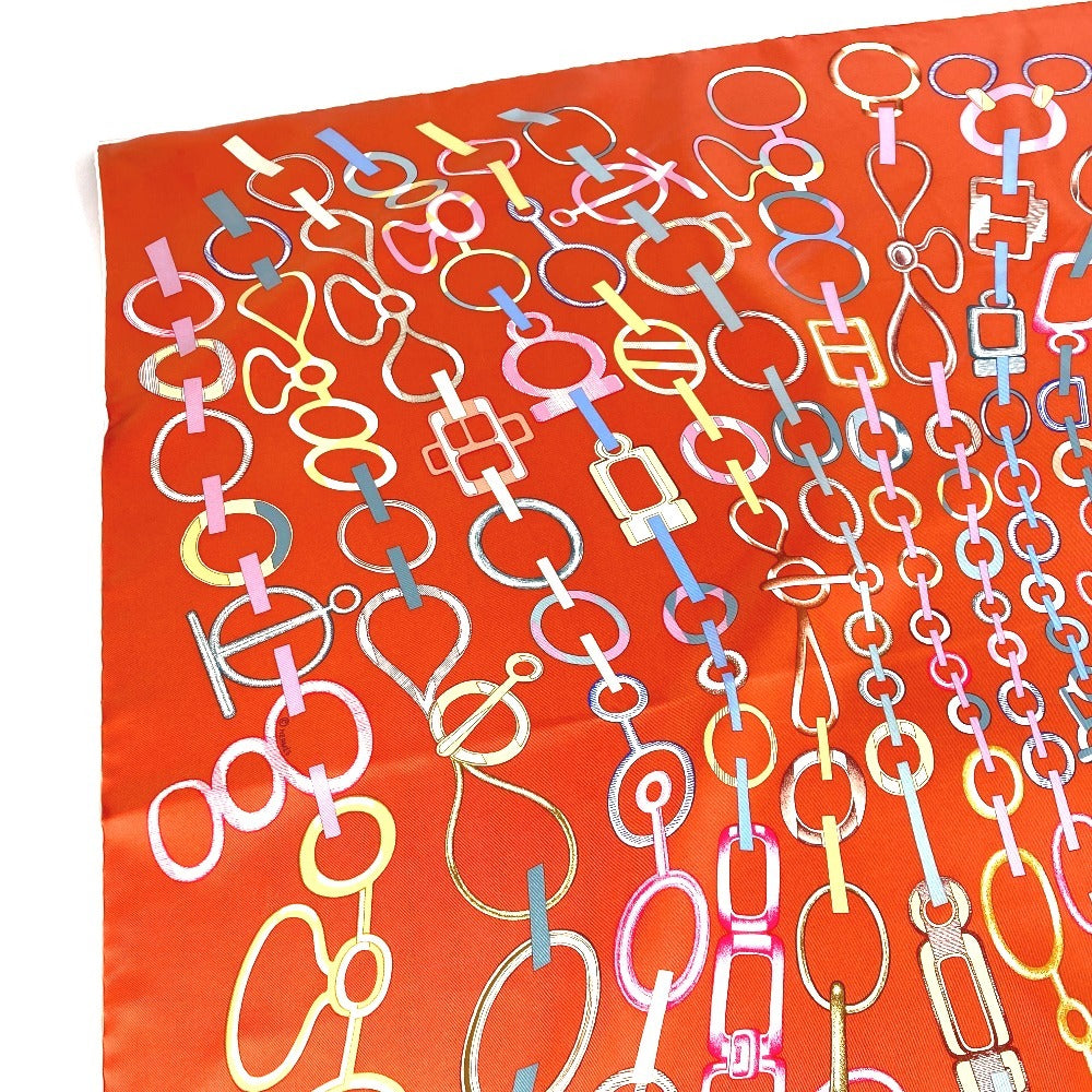 HERMES Carré 90 DO RE BOUCLES Silk Scarf, Women's, Orange