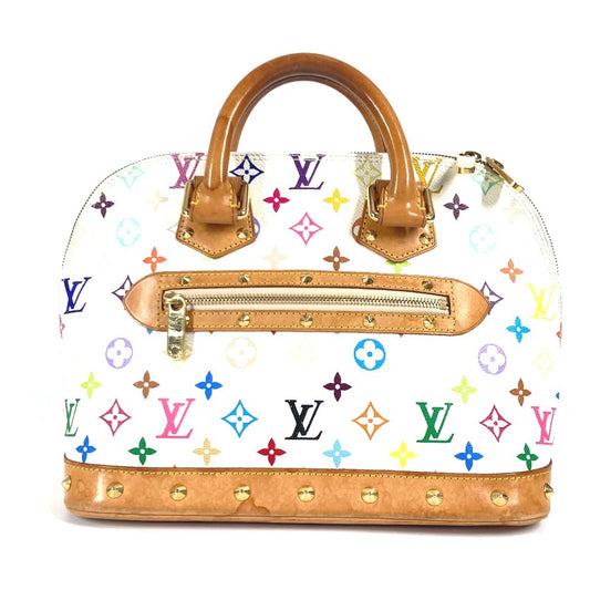 LOUIS VUITTON M92647 กระเป๋า Monogram Multicolore Alma กระเป๋าโท้ท หมุดยึด กระเป๋าถือ แคนวาส Monogram Multicolore ผู้หญิง สี Blanc (ขาว)