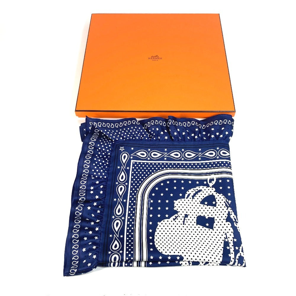 HERMES カレ70 フリル BRIDES DE GALA A POIS ブリッド ドゥ ガラ ドット 水玉 スカーフ シルク レディース ネイビー - brandshop-reference