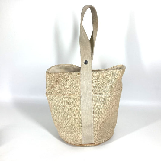 HERMES Saxo PM Tote Bag, Canvas Handbag, Women's, Beige