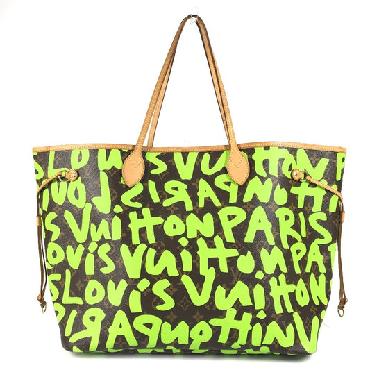 LOUIS VUITTON M93703 Monogram Graffiti Neverfull GM Neverfull GM Shoulder Bag Bag Shoulder Tote Bag Monogram Graffiti Canvas Women's Veil Green