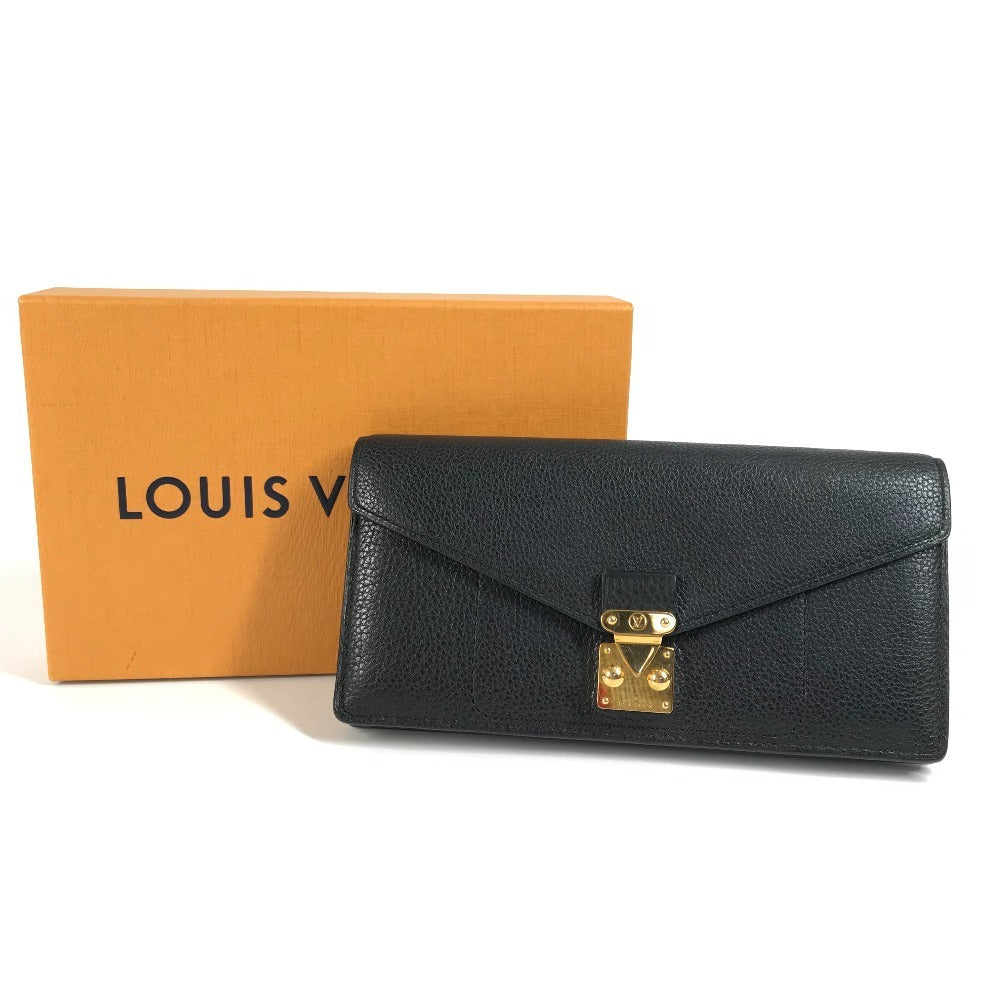 Louis Vuitton Long Wallet Bifold Flap Long Wallet Calf Leather Unisex Hitam