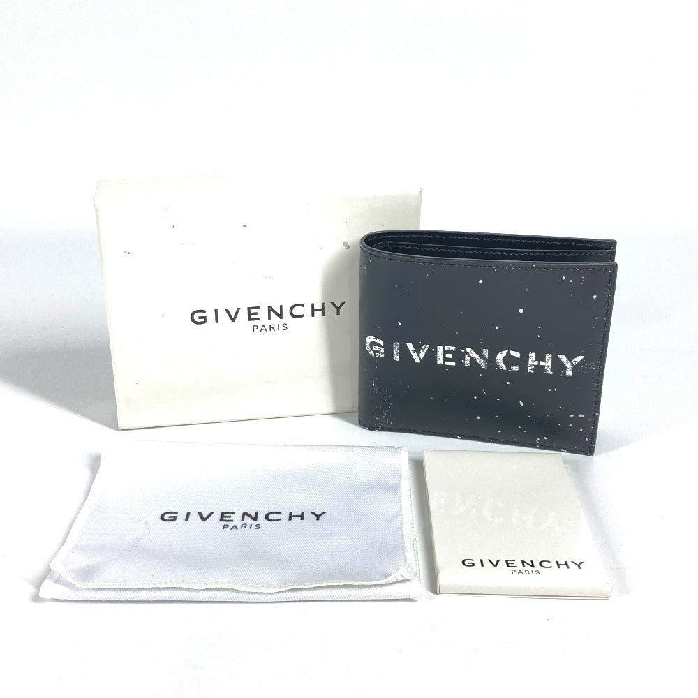Logo Givenchy Billfold Compact Wallet Bifold Wallet Leather Unisex Black